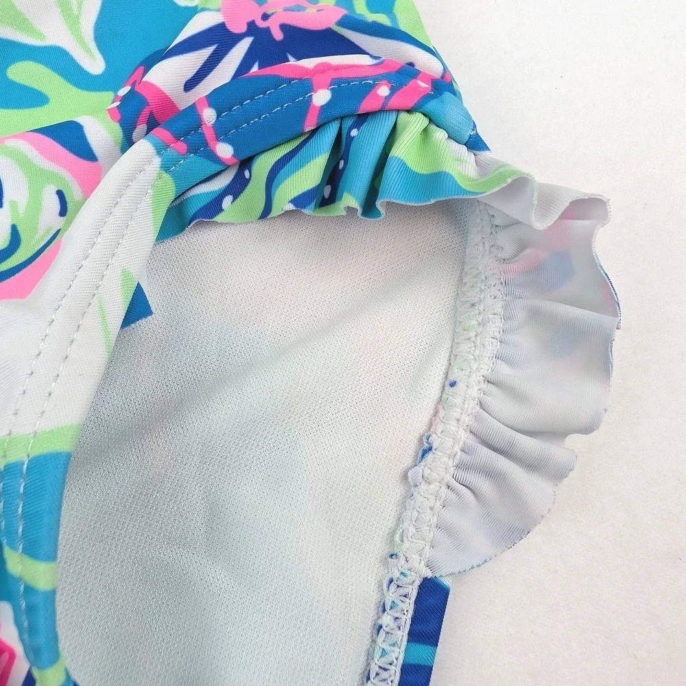 Tommy‎ Bahama Kids 3T Rash Guard One Piece Swimsuit Blue Pink Jellyfish Print